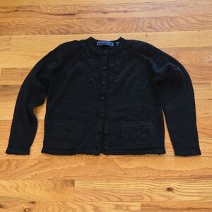 Karen Scott Black Textured Cardigan Size PS